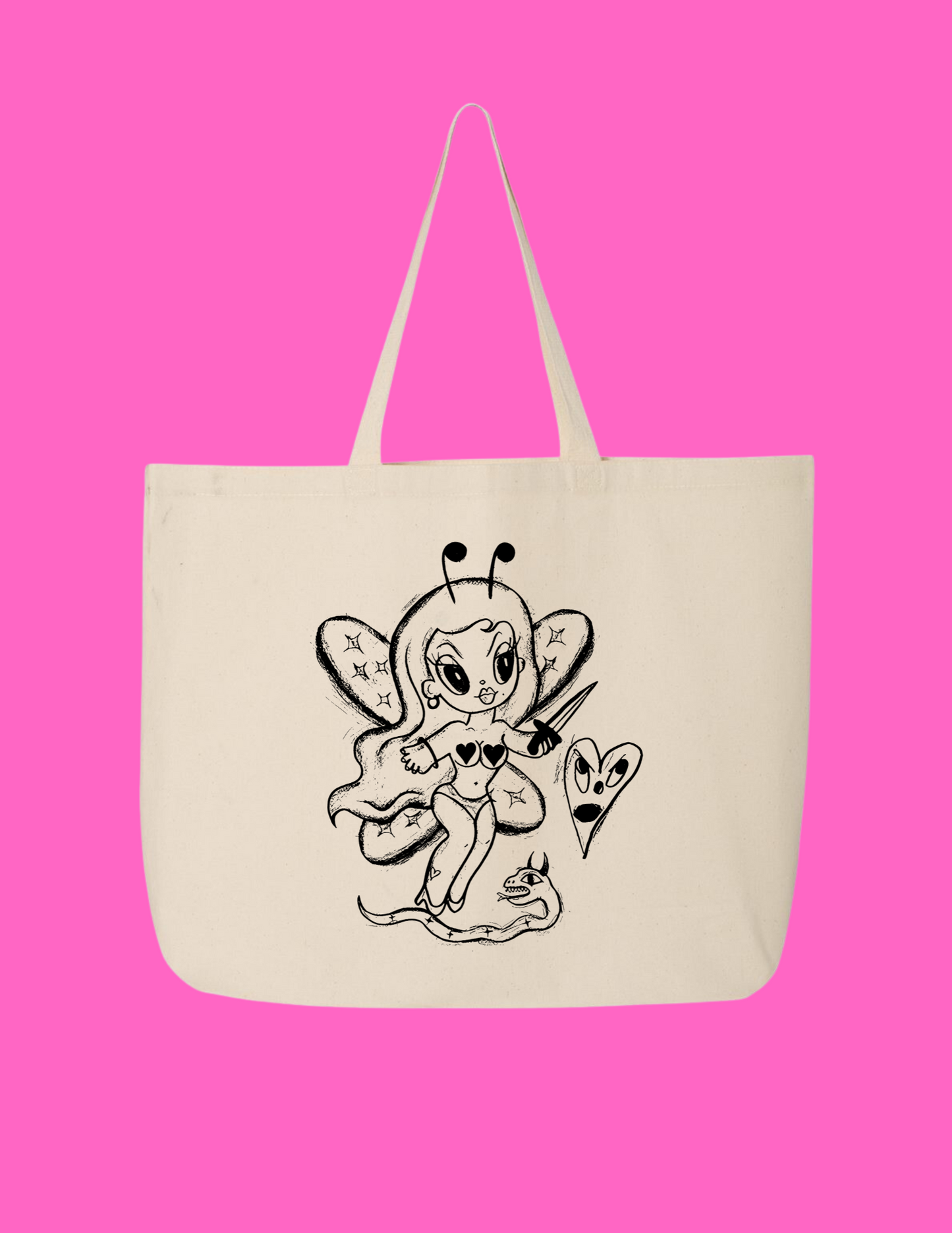 Large Canva Fairy Tote Bag