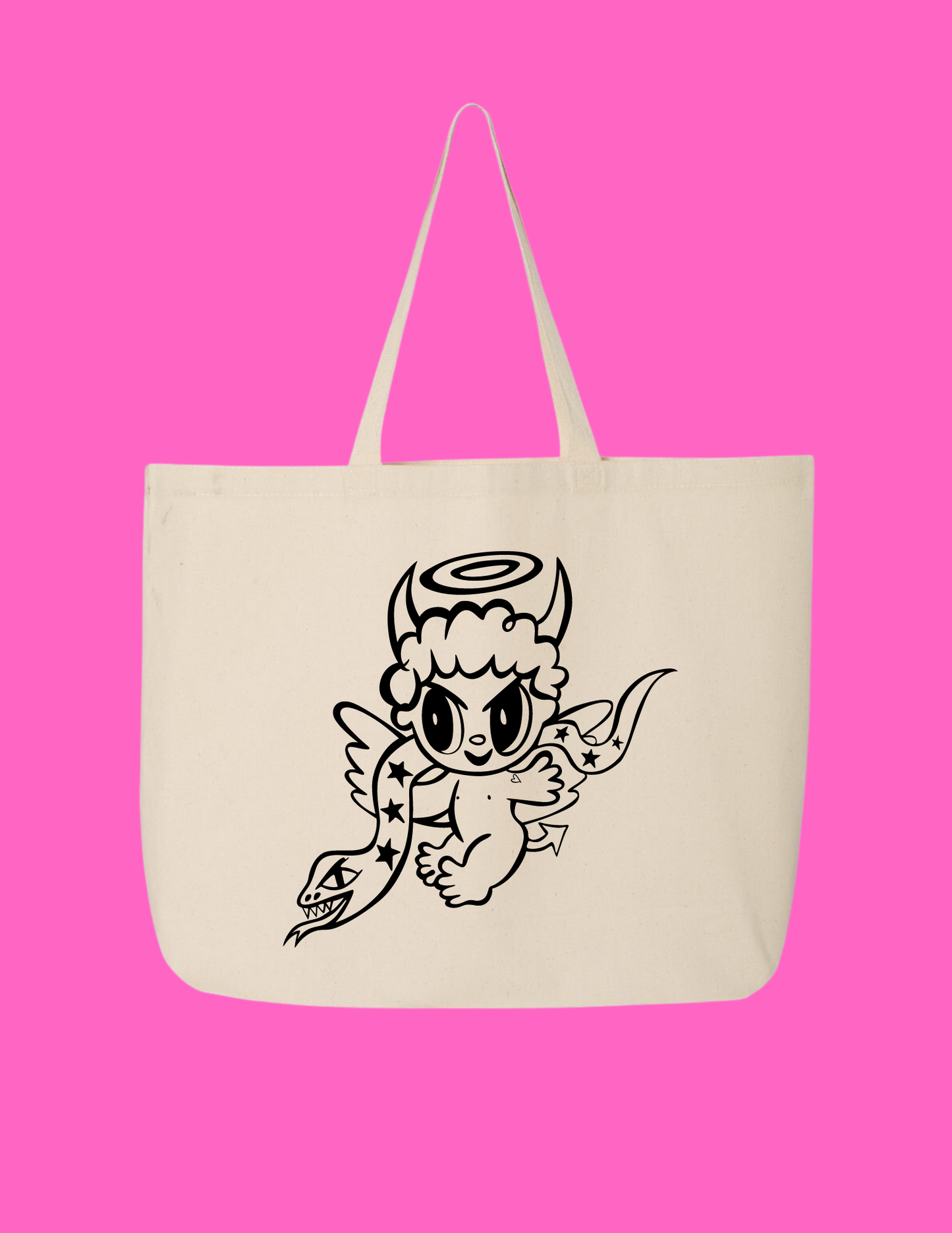 Large Canva Angel Tote Bag